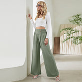 Fashion Straight Wide Leg Pants Elastic High Waist Casual Trousers For Women - Fashionner